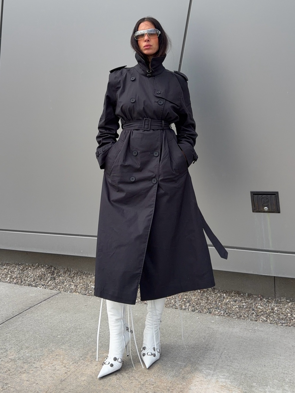 NWT QUINCE Trench Coat Organic Cotton Size XL Black